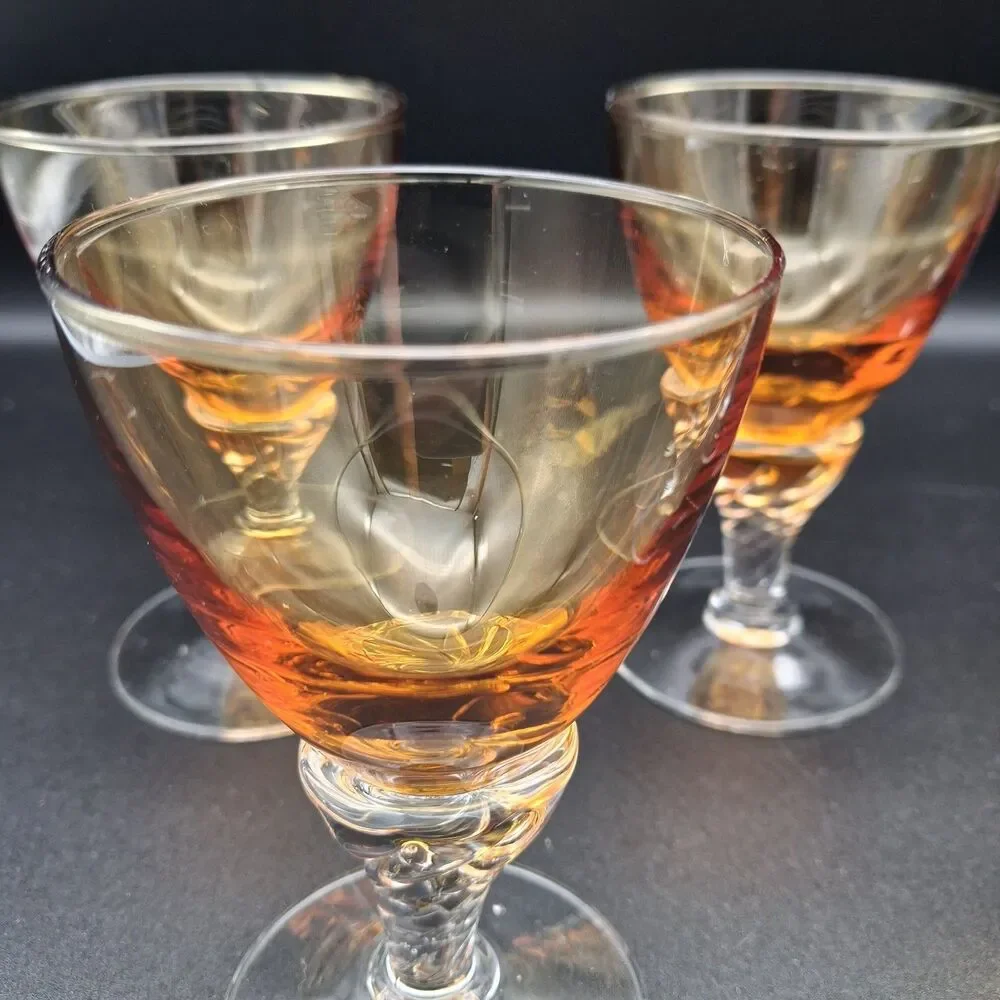 Liquor Cocktail Lisa Amber Glasses By George Borgfeldt 3 1/4